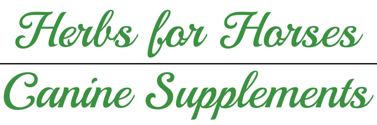 Selected BioProducts Inc. Herbs for Horses. Canine Supplements text logo in green